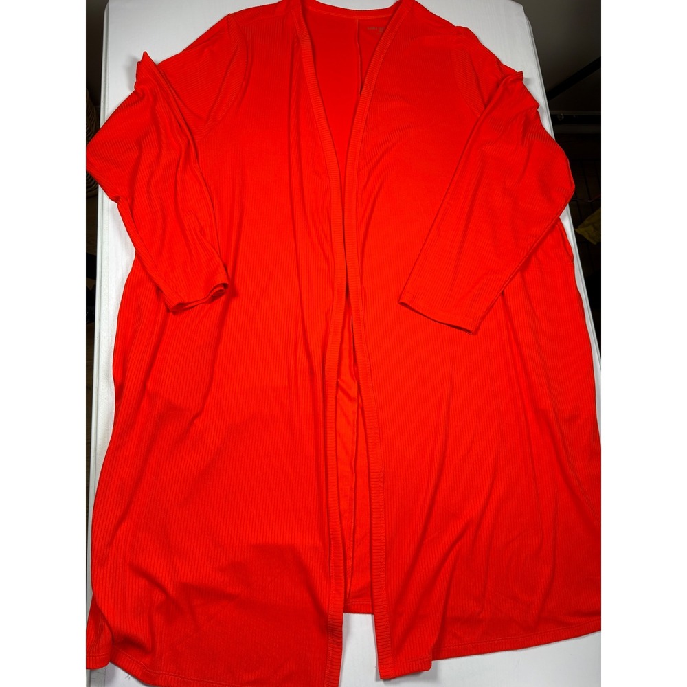 Lane Bryant Orange Ribbed Longline Cardigan Open Front Duster Pockets 22/24 Plus - Picture 9 of 12